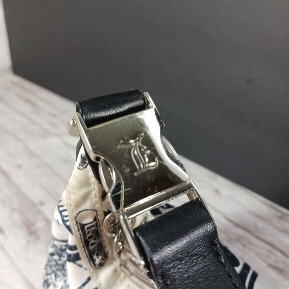 VTG Le SportSac x L.A.M.B. Black White One Zip Shoulder Bag Silver Hardware 9x6" - Picture 5 of 16